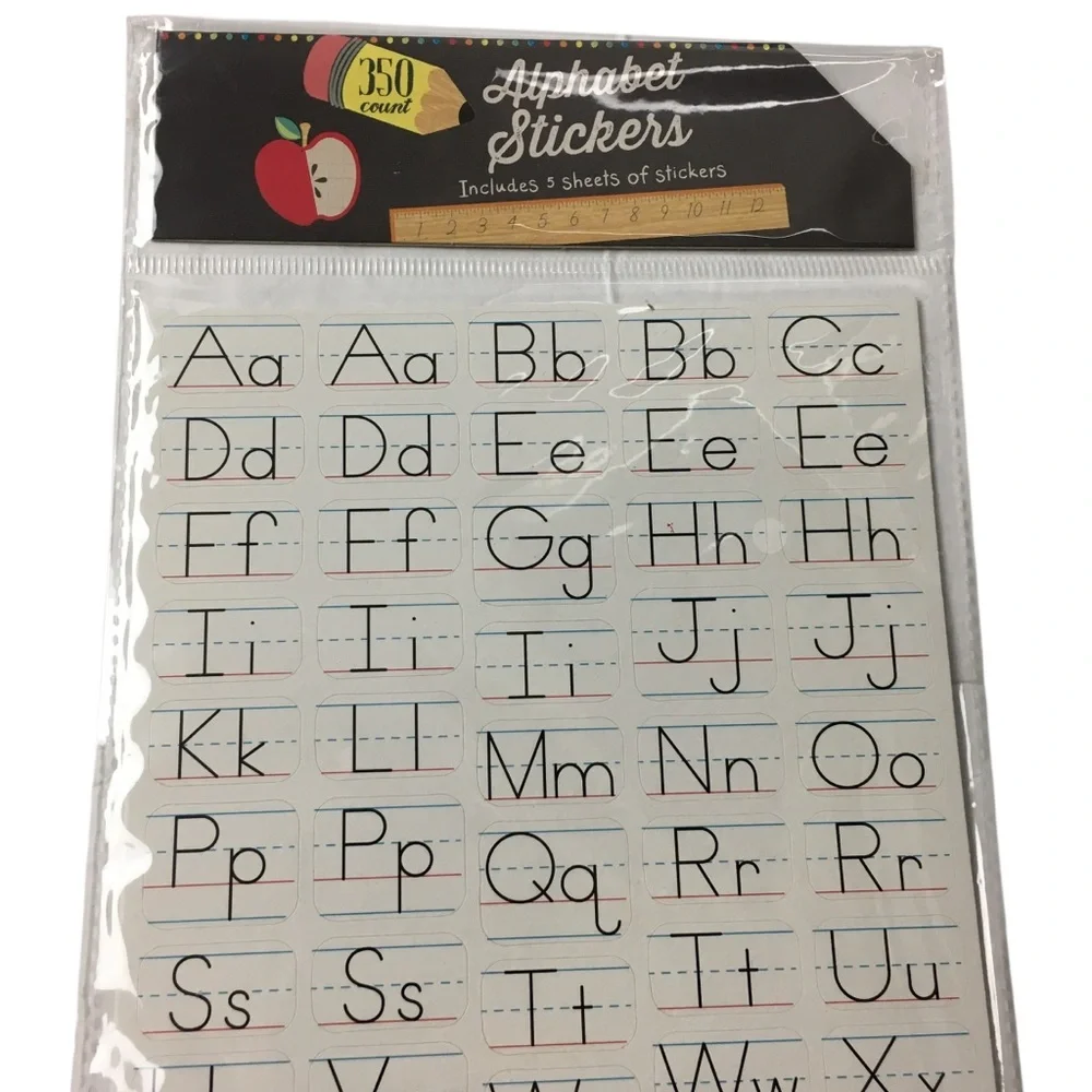 Alphabet Number Stickers 10 Sheets 700 Total Handwriting Uppercase Lowercase NEW
